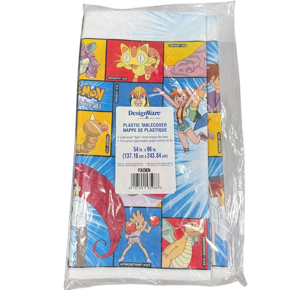 DesignWare Pokemon Plastic Tablecover Vintage 1999 Party Supplies Birthday Party